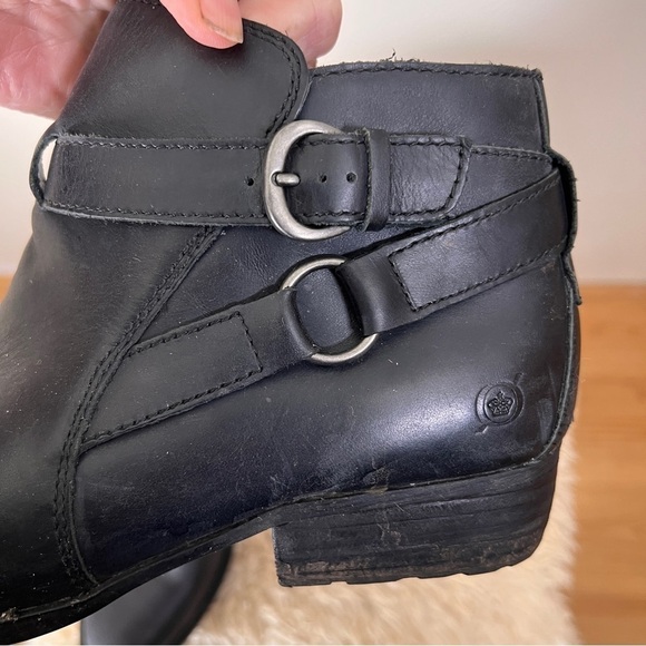 BORN SHOOTIES ANKLE BOOTS. Black- zipper openings. Buckles & Straps embellished - Picture 6 of 6